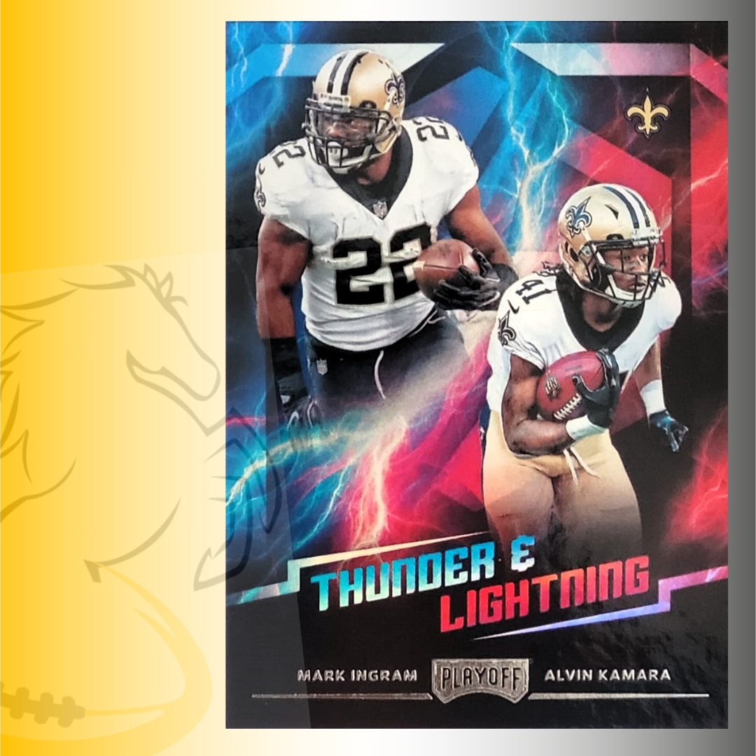 2018 Panini Playoff Mark Ingram / Alvin Kamara Thunder & Lightning Silver Prizm