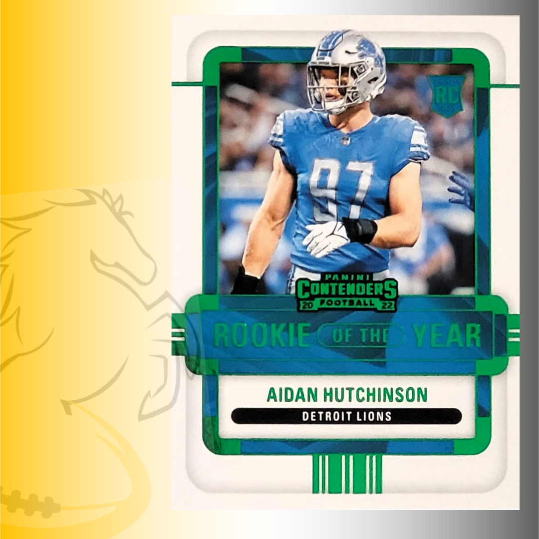 2022 Panini Contenders Aidan Hutchinson Rookie of the Year Green Parallel