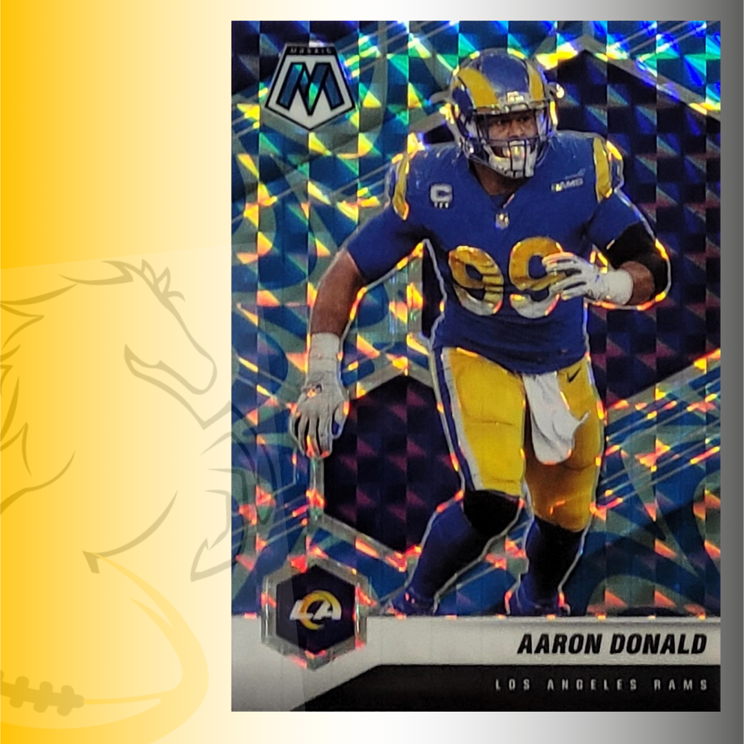 2021 Panini Mosaic Aaron Donald Blue Reactive Prizm