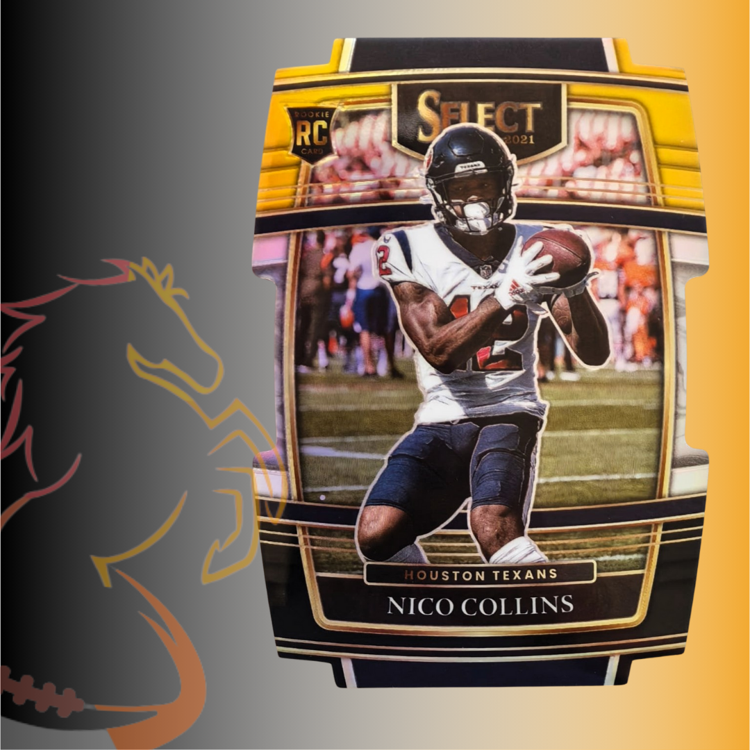 2021 Panini Select Nico Collins Silver Prizm Die Cut Black / Gold Rookie Card