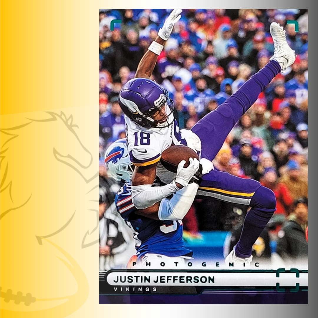 2022 Panini Chronicles Photogenic Justin Jefferson Blue Parallel