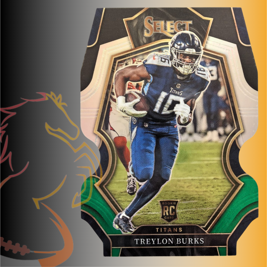 2022 Panini Select Treylon Burks Prizm Black / Green Die Cut Rookie Card