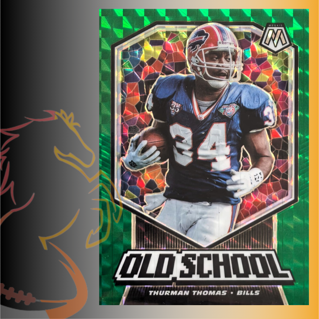 2020 Panini Mosaic Thurman Thomas Old School Green Prizm