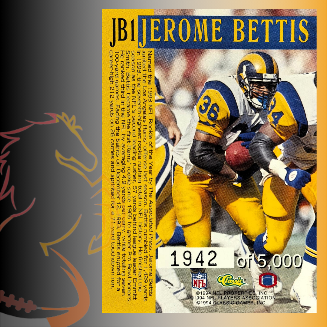 1994 Classic Pro Line Live Jerome Bettis 1993 Rookie of the Year / 5000 - Imagen 2