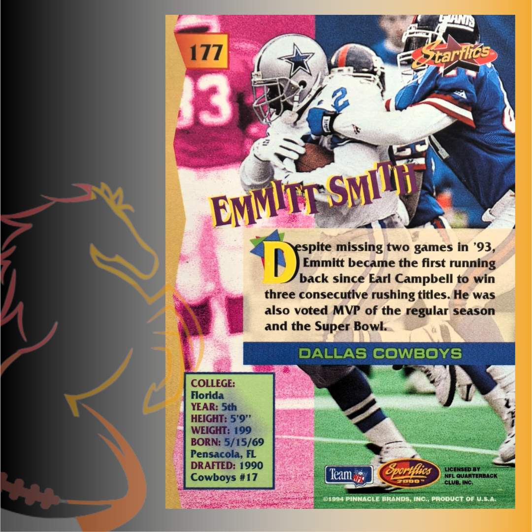 1994 Pinnacle Sportflics Emmitt Smith Starflics - Imagen 2