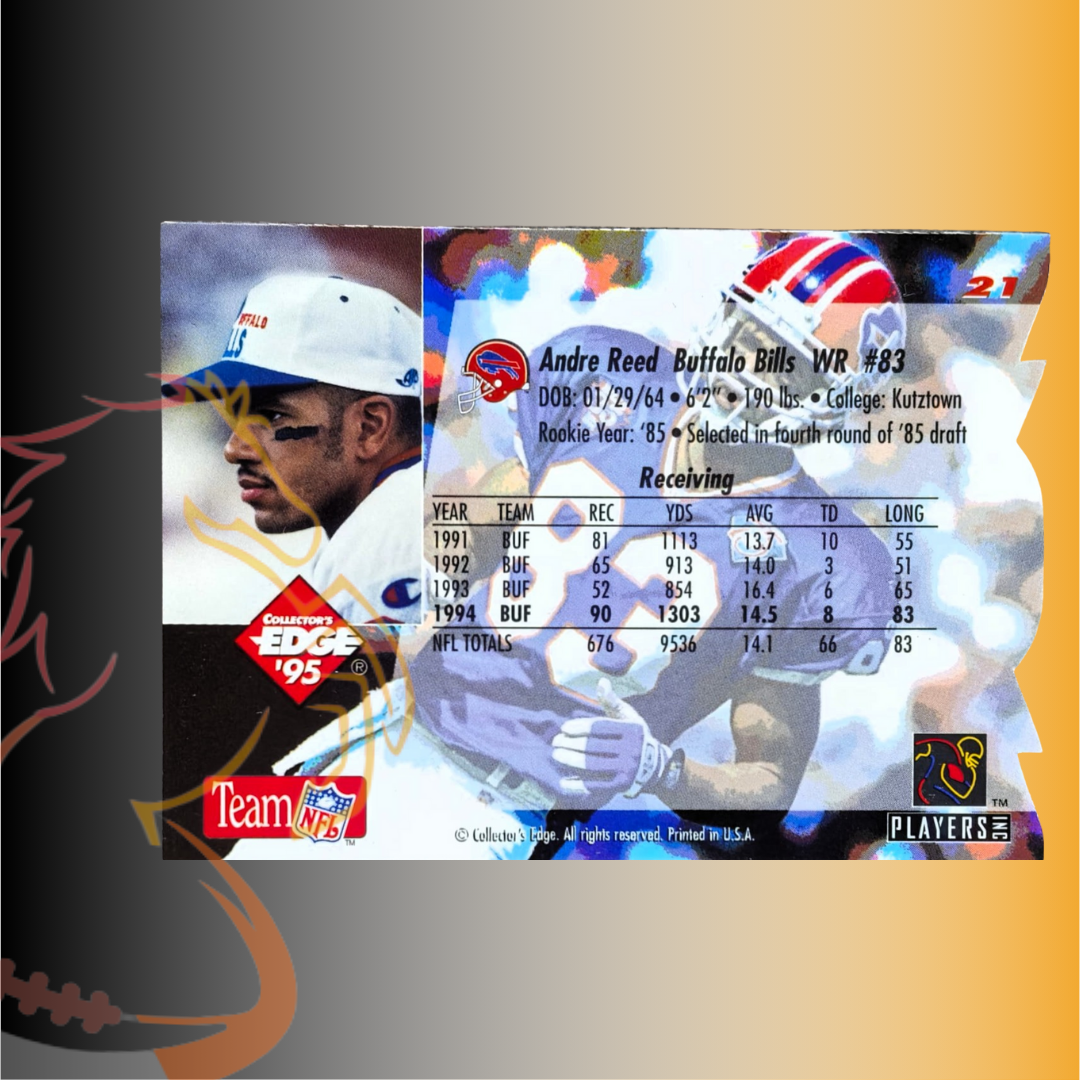 1995 Collector's Edge Andre Reed Die Cut - Imagen 2