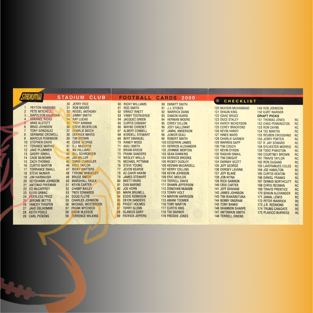 2000 Topps Stadium Club Peyton Manning Checklist - Imagen 2
