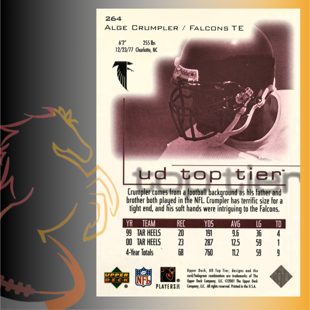 2001 Upper Deck UD Top Tier Alge Crumpler Rookie Card / 2000 - Imagen 2