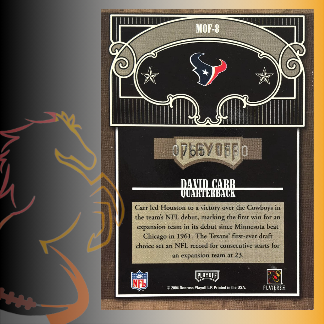 2004 Donruss Playoff David Carr Absolute Memorabilia Marks of Fame / 1000 - Imagen 2