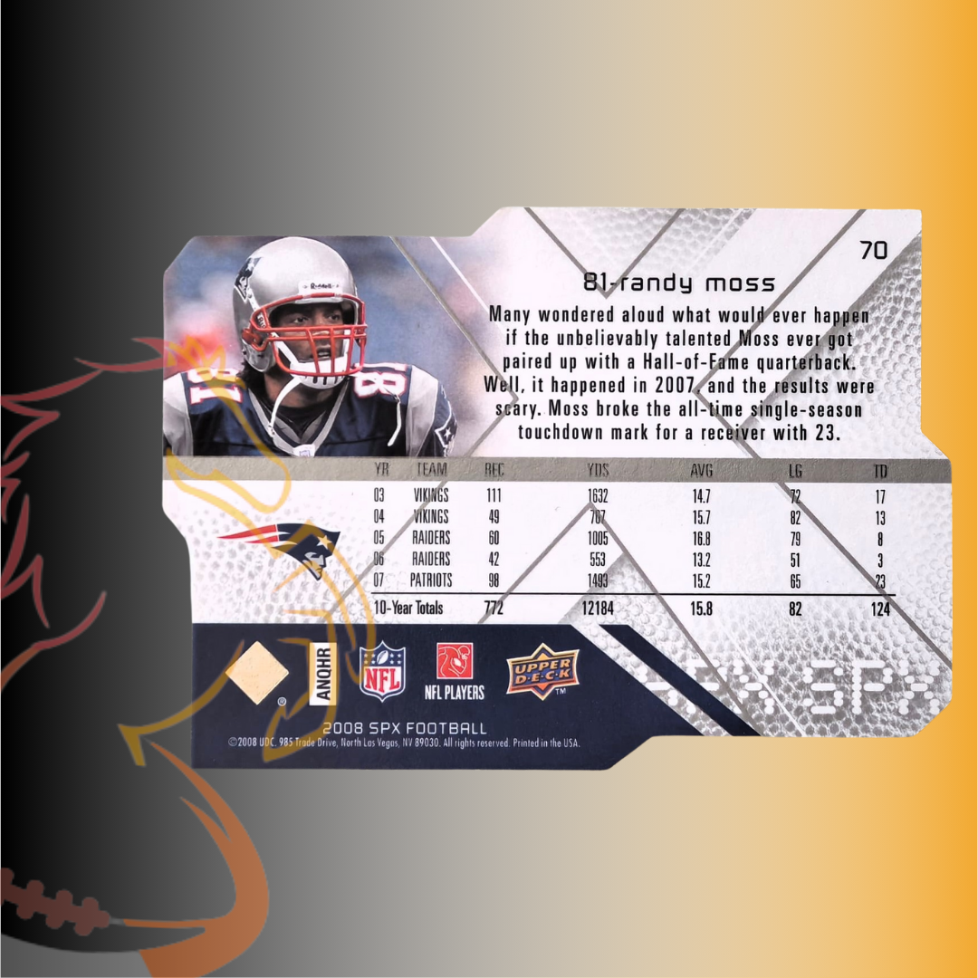 2008 Upper Deck SPx Randy Moss Die Cut - Imagen 2