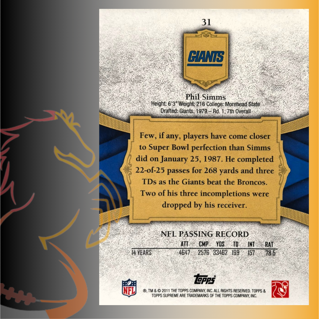 2011 Topps Supreme Phil Simms / 429 - Imagen 2