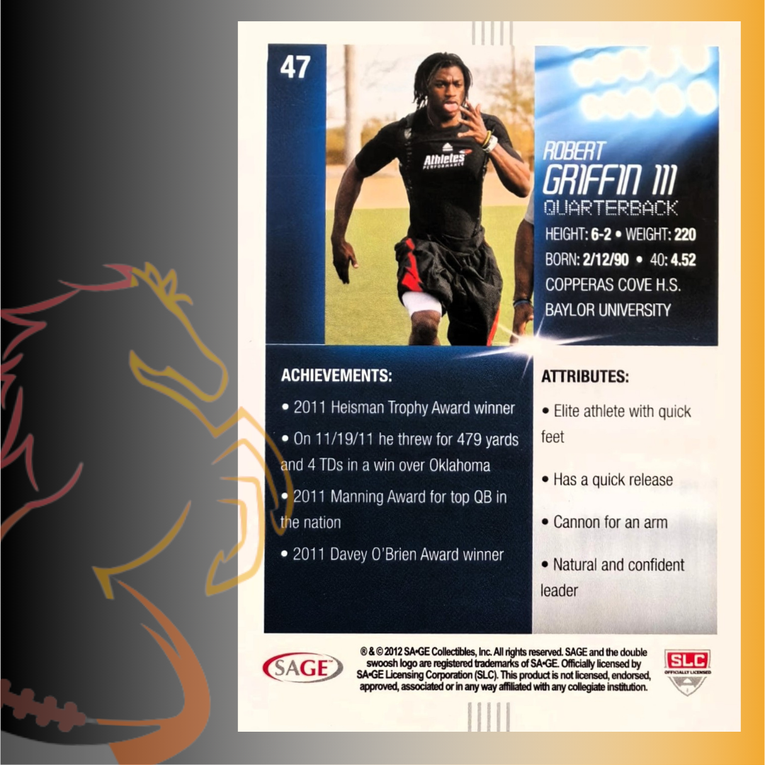 2012 Sage Hit Robert Griffin III Rookie Card - Imagen 2