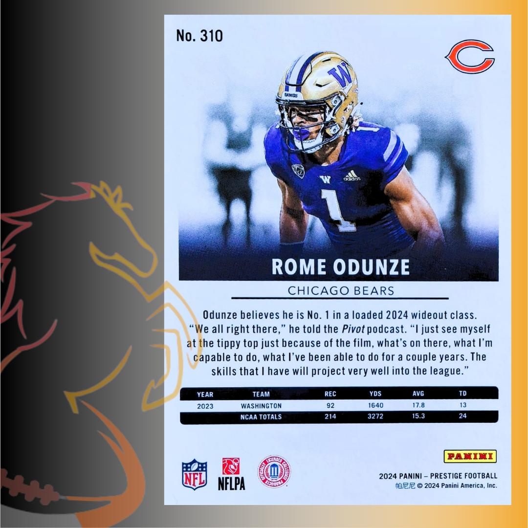 2024 Panini Prestige Rome Odunze Rookie Card - Imagen 2