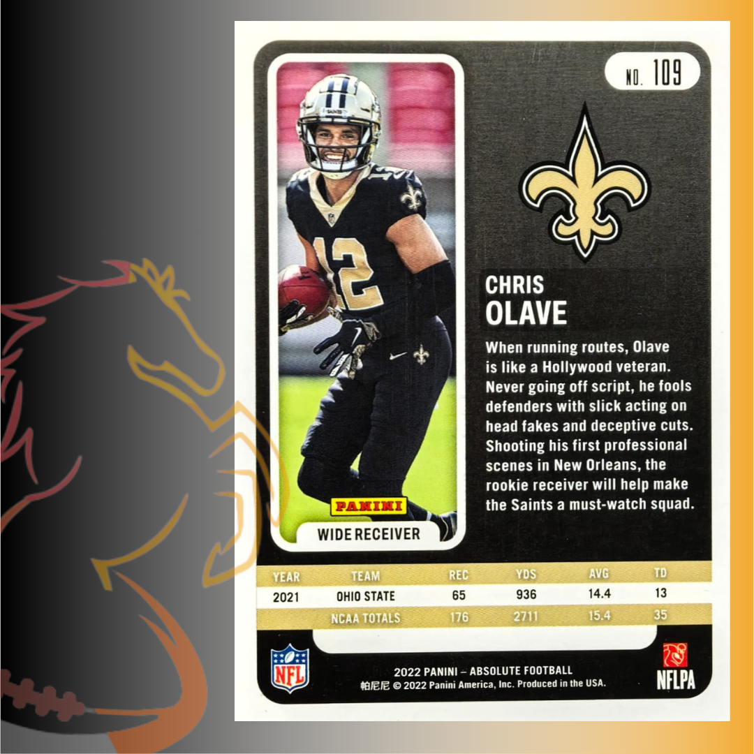 2022 Panini Absolute Football Chris Olave Rookie Card - Imagen 2