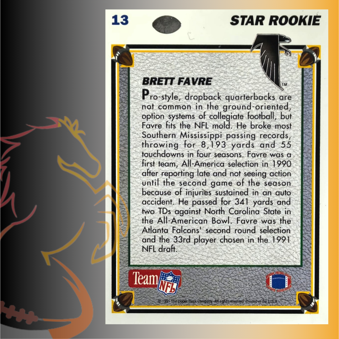 1991 Upper Deck Brett Favre Star Rookie - Imagen 2