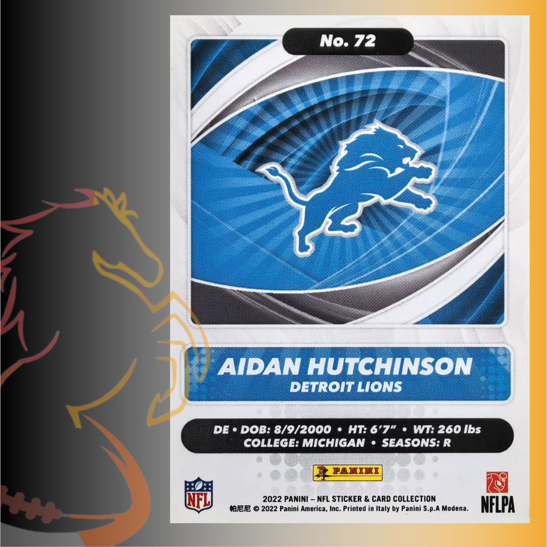 2022 Panini NFL Sticker Collection Aidan Hutchinson Rookie Card - Imagen 2