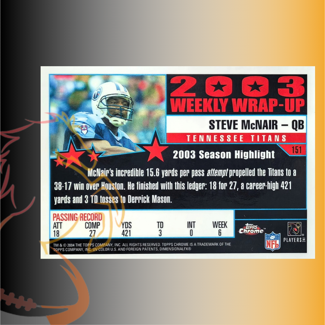 2004 Topps Chrome Steve McNair 2003 Weekly Wrap-Up - Imagen 2