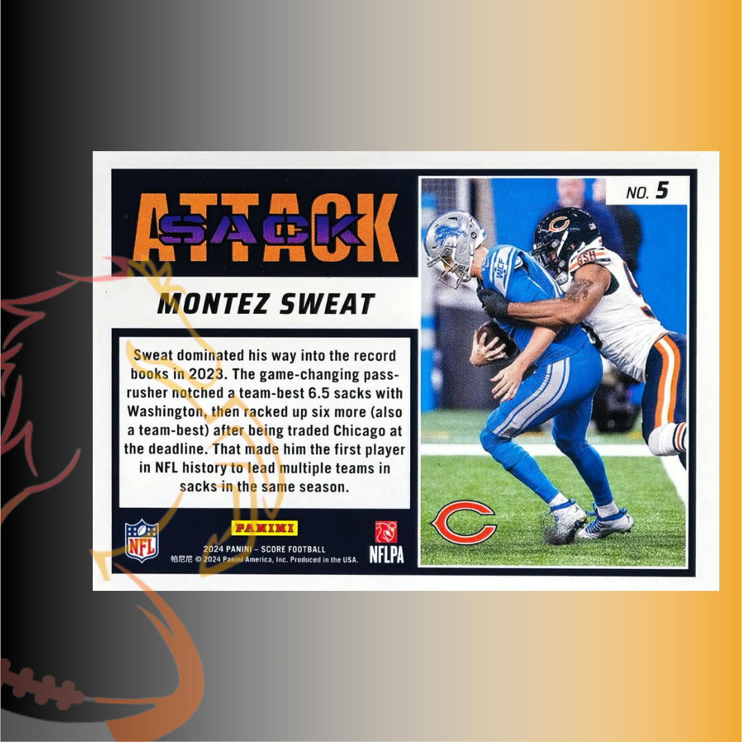2024 Panini Score Montez Sweat Sack Attack - Imagen 2