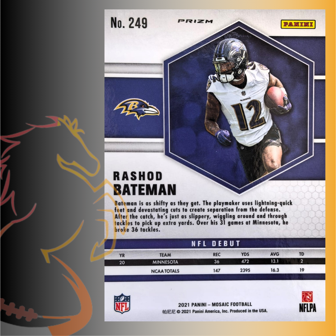 2021 Panini Mosaic Rashod Bateman Pink Camo NFL Debut Prizm Rookie Card - Imagen 2
