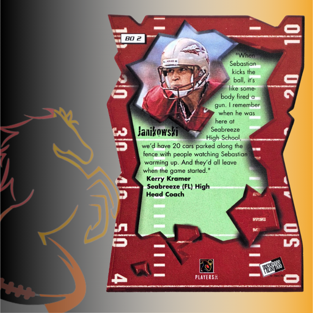 2000 Press Pass Sebastian Janikowski Breakout Die Cut - Imagen 2
