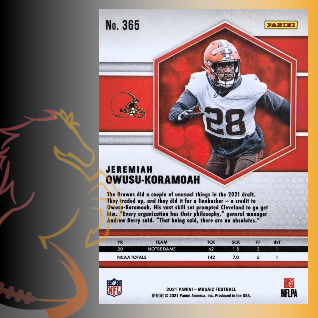 2021 Panini Mosaic Jeremiah Owusu-Koramoah Rookie Card - Imagen 2