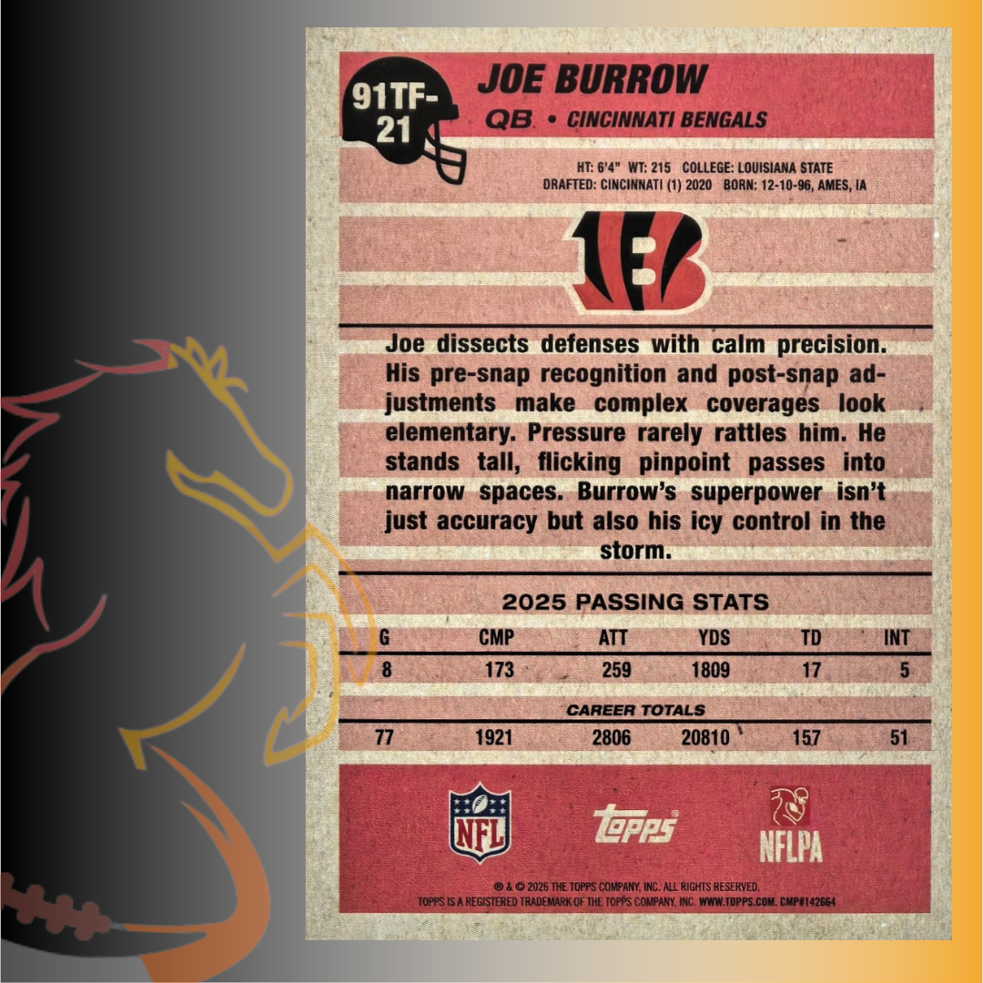 2026 Topps Flagship 35th Anniversary Joe Burrow Crackle Foil - Imagen 2